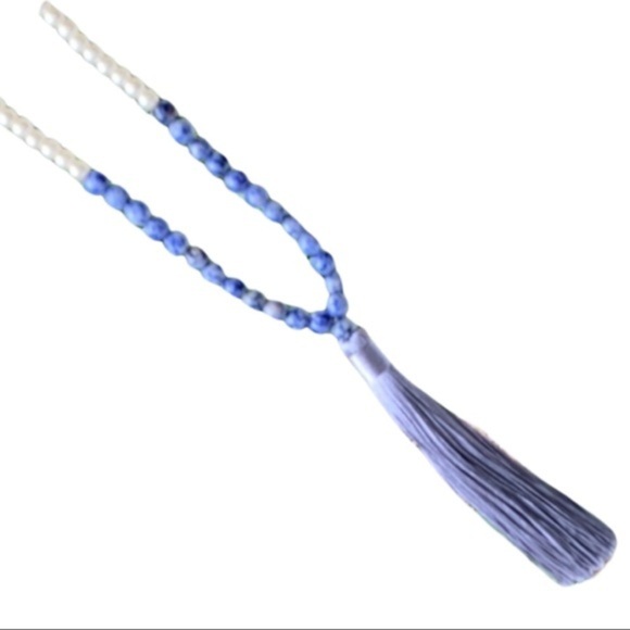 NWT Pearl + Porcelain Beaded Long Tassel Necklace - Picture 3 of 8